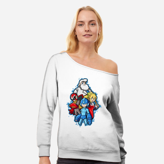 My Robot Family-Womens-Off Shoulder-Sweatshirt-nickzzarto