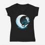 Dragons Moon-Womens-V-Neck-Tee-Vallina84