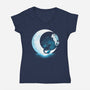 Dragons Moon-Womens-V-Neck-Tee-Vallina84
