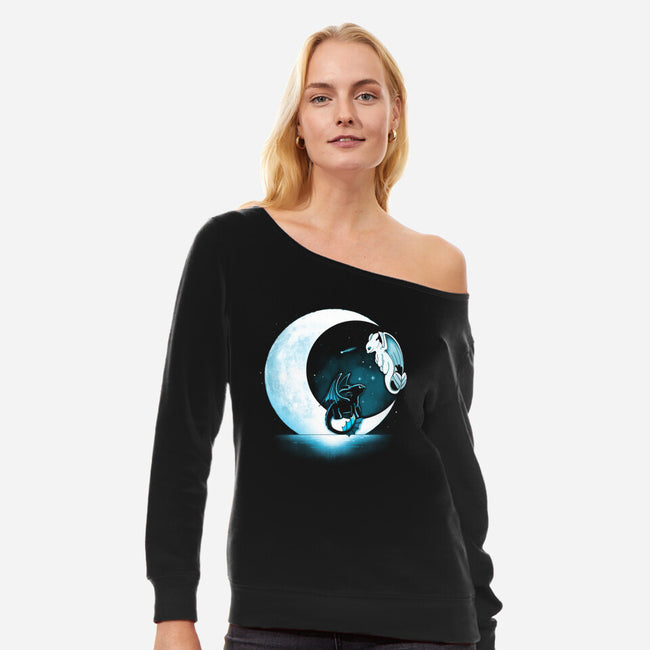 Dragons Moon-Womens-Off Shoulder-Sweatshirt-Vallina84