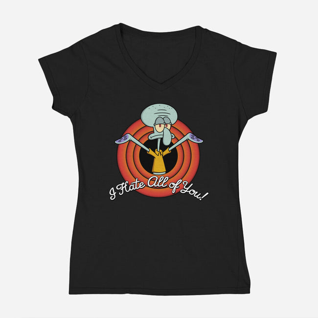 I Hate All Of You Folks-Womens-V-Neck-Tee-Barbadifuoco