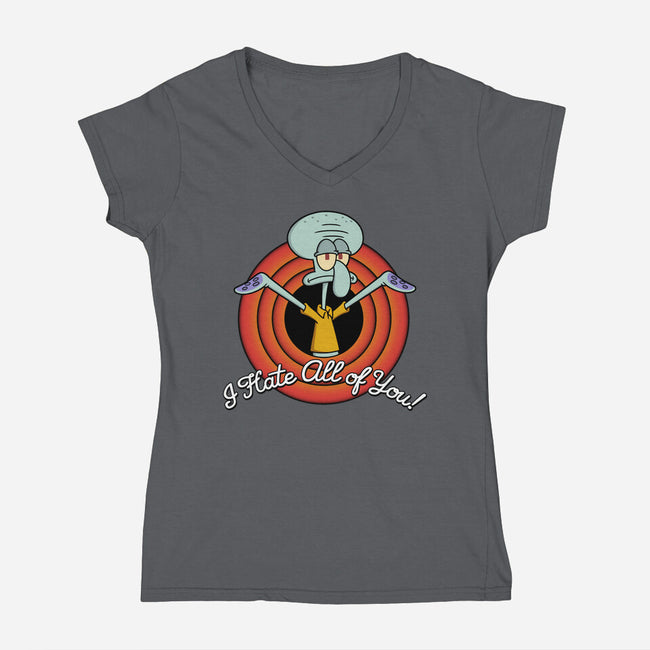 I Hate All Of You Folks-Womens-V-Neck-Tee-Barbadifuoco