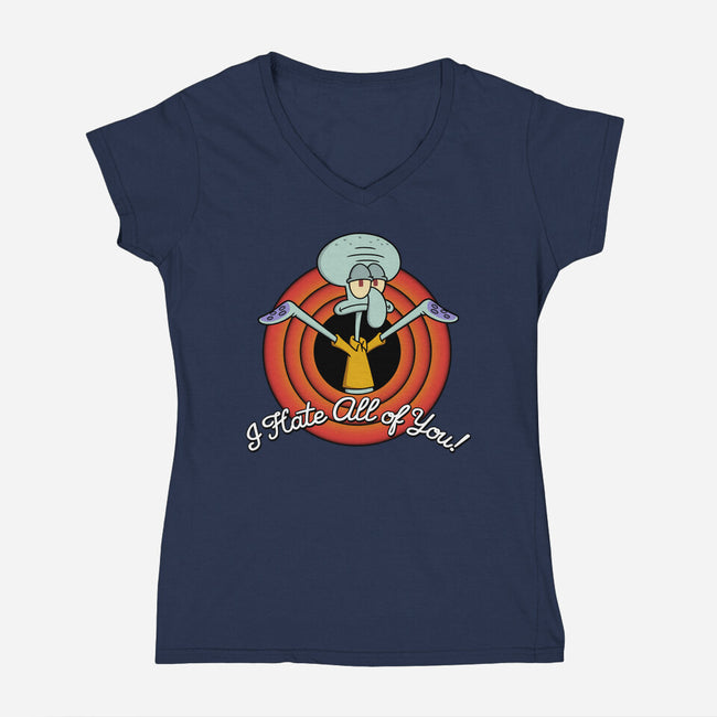 I Hate All Of You Folks-Womens-V-Neck-Tee-Barbadifuoco
