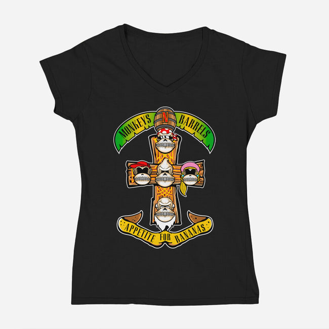 Appetite For Bananas-Womens-V-Neck-Tee-demonigote