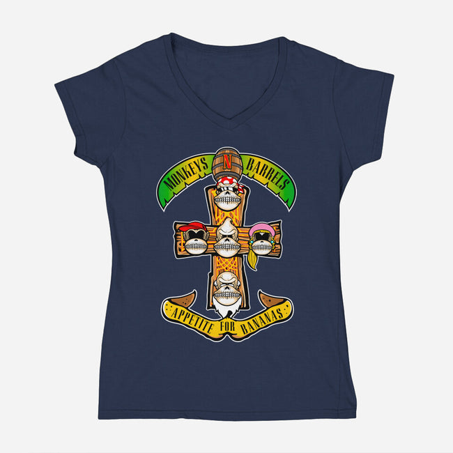 Appetite For Bananas-Womens-V-Neck-Tee-demonigote