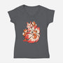 The Kitsune Tattoo-Womens-V-Neck-Tee-ricolaa