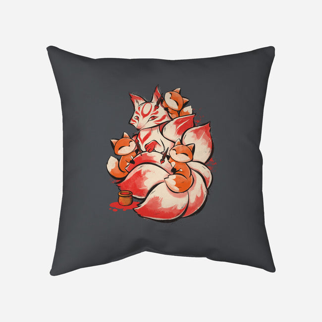 The Kitsune Tattoo-None-Removable Cover-Throw Pillow-ricolaa