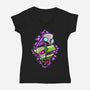 Invader And Robot-Womens-V-Neck-Tee-nickzzarto