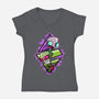 Invader And Robot-Womens-V-Neck-Tee-nickzzarto