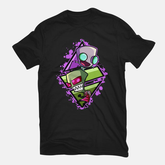 Invader And Robot-Womens-Basic-Tee-nickzzarto
