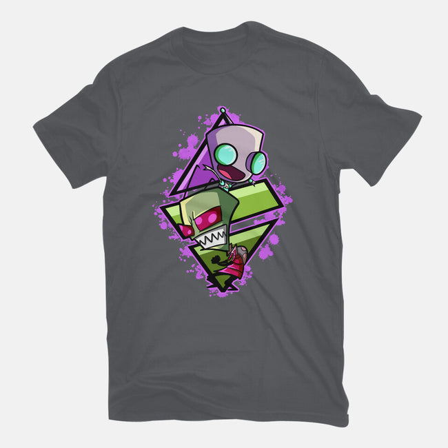 Invader And Robot-Womens-Basic-Tee-nickzzarto