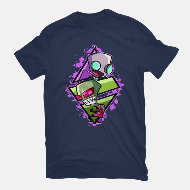 Invader And Robot-Womens-Basic-Tee-nickzzarto