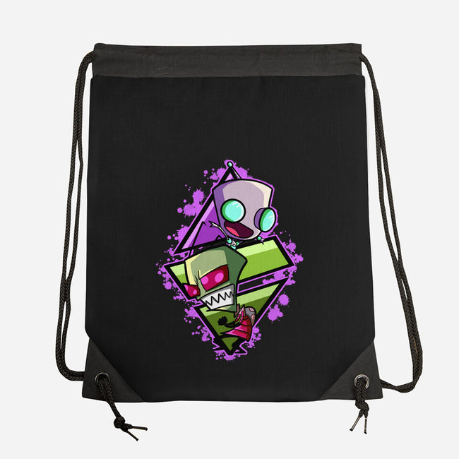 Invader And Robot-None-Drawstring-Bag-nickzzarto