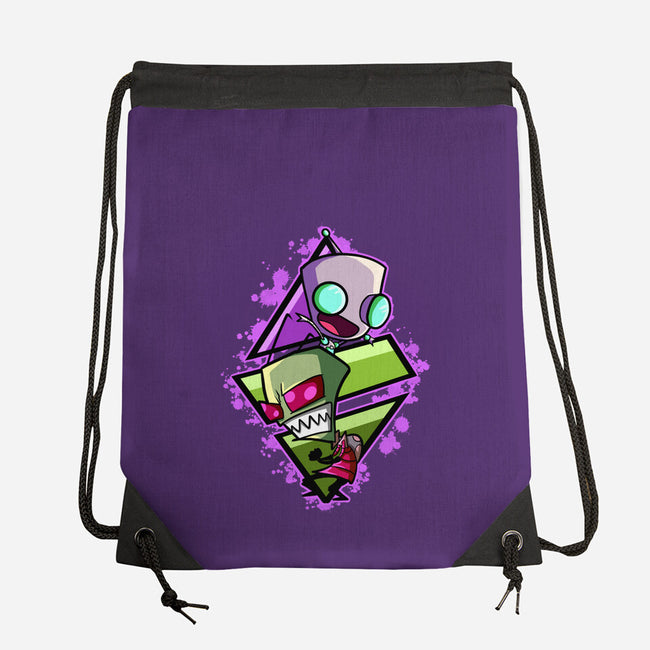 Invader And Robot-None-Drawstring-Bag-nickzzarto