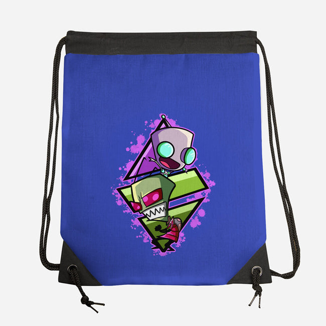 Invader And Robot-None-Drawstring-Bag-nickzzarto