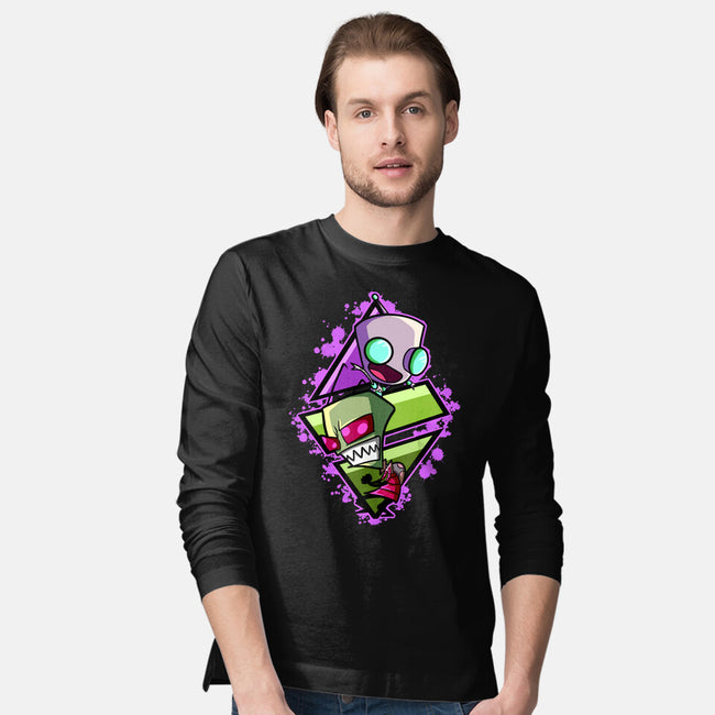 Invader And Robot-Mens-Long Sleeved-Tee-nickzzarto