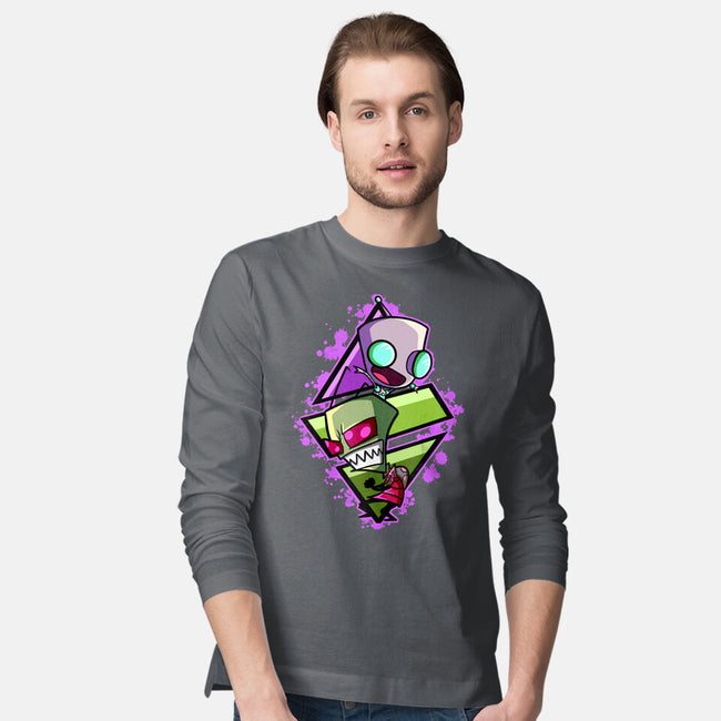 Invader And Robot-Mens-Long Sleeved-Tee-nickzzarto