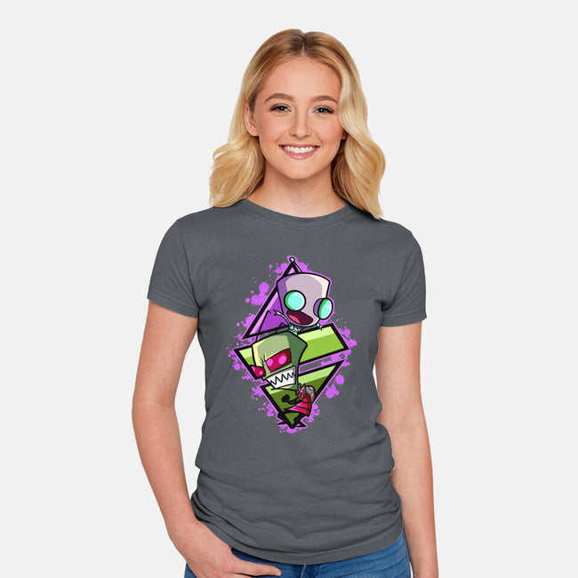 Invader And Robot-Womens-Fitted-Tee-nickzzarto