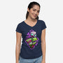 Invader And Robot-Womens-V-Neck-Tee-nickzzarto