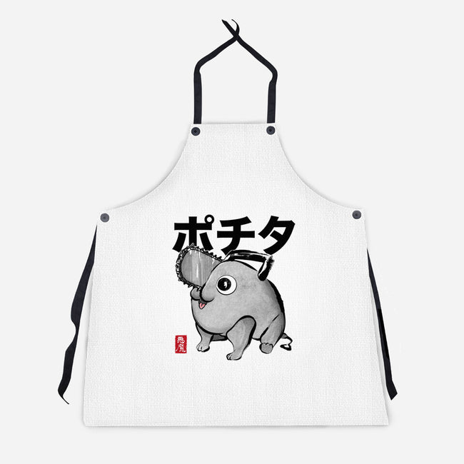 Chainsaw Devil Sumi-e-Unisex-Kitchen-Apron-DrMonekers