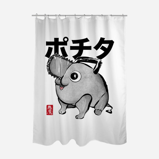 Chainsaw Devil Sumi-e-None-Polyester-Shower Curtain-DrMonekers