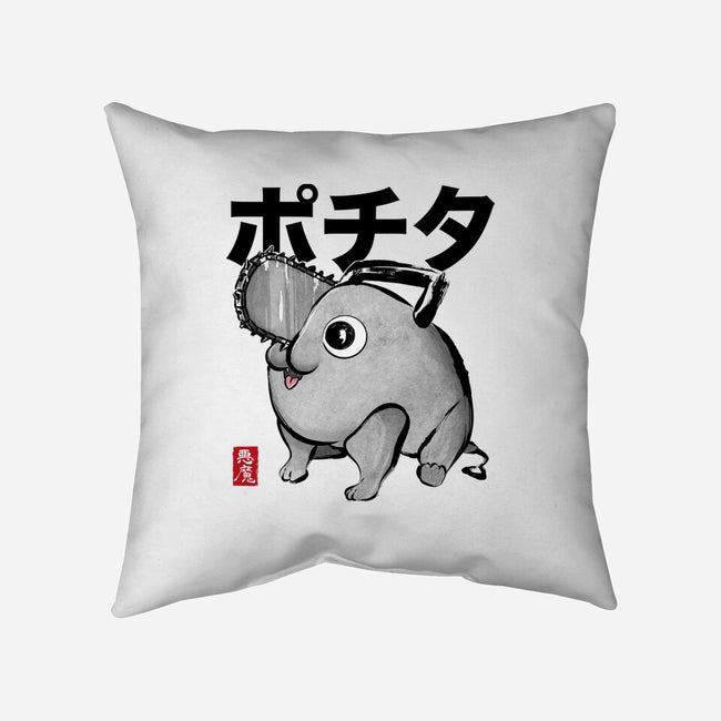 Chainsaw Devil Sumi-e-None-Removable Cover-Throw Pillow-DrMonekers