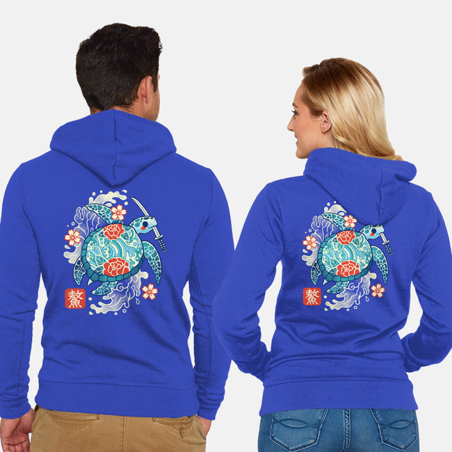 Japanese Sea Turtle-Unisex-Zip-Up-Sweatshirt-NemiMakeit