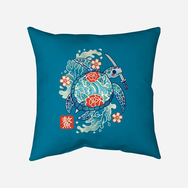Japanese Sea Turtle-None-Removable Cover w Insert-Throw Pillow-NemiMakeit