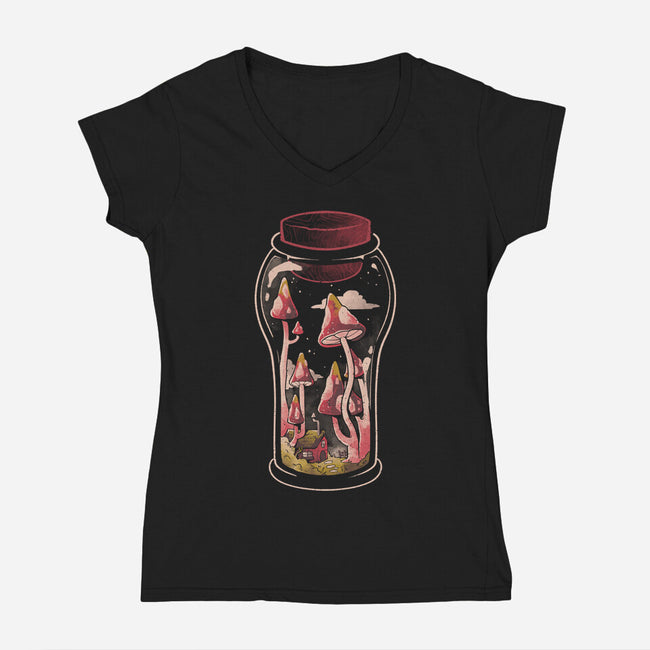Gnome Jar-Womens-V-Neck-Tee-eduely