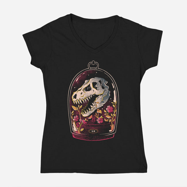 Dino Relic-Womens-V-Neck-Tee-eduely