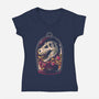 Dino Relic-Womens-V-Neck-Tee-eduely