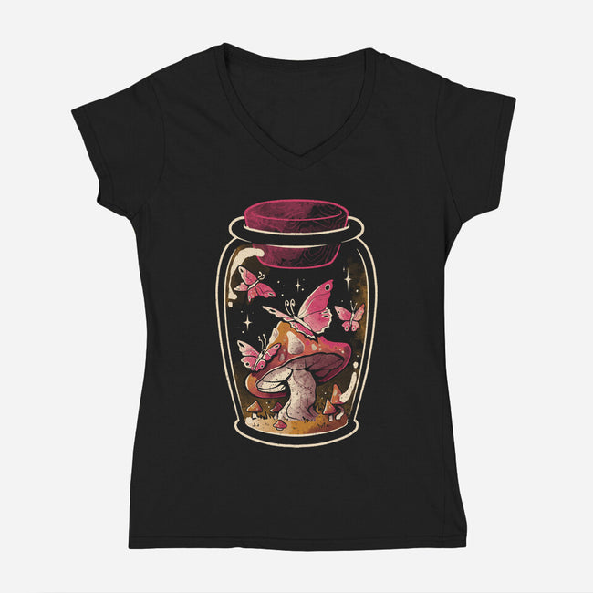 Butterfly Glass-Womens-V-Neck-Tee-eduely