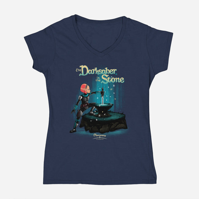 The Darksaber In The Stone-Womens-V-Neck-Tee-teesgeex