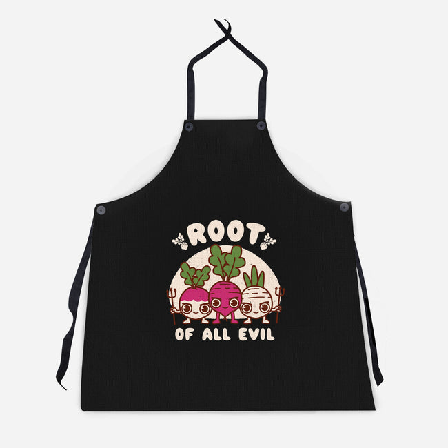 Root Of All Evil-Unisex-Kitchen-Apron-Weird & Punderful