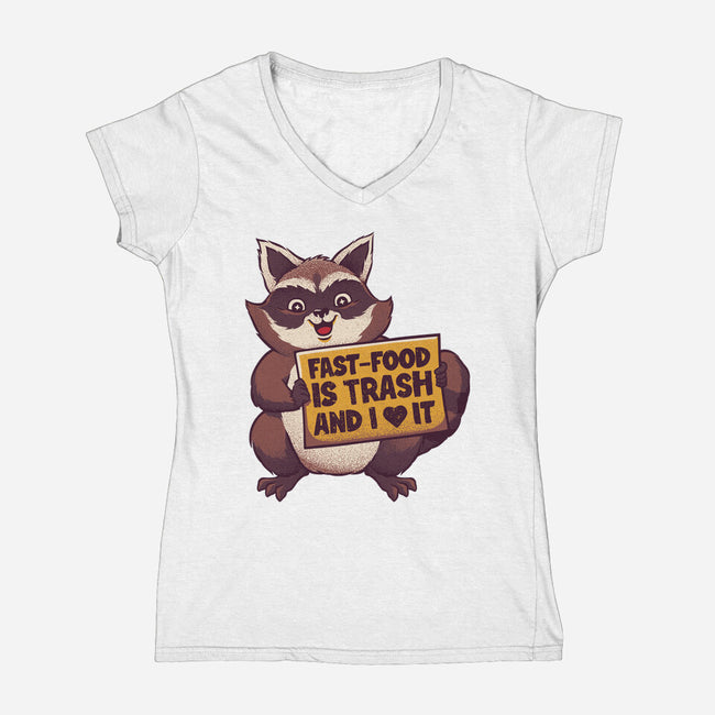 Fast Food Is Trash-Womens-V-Neck-Tee-tobefonseca