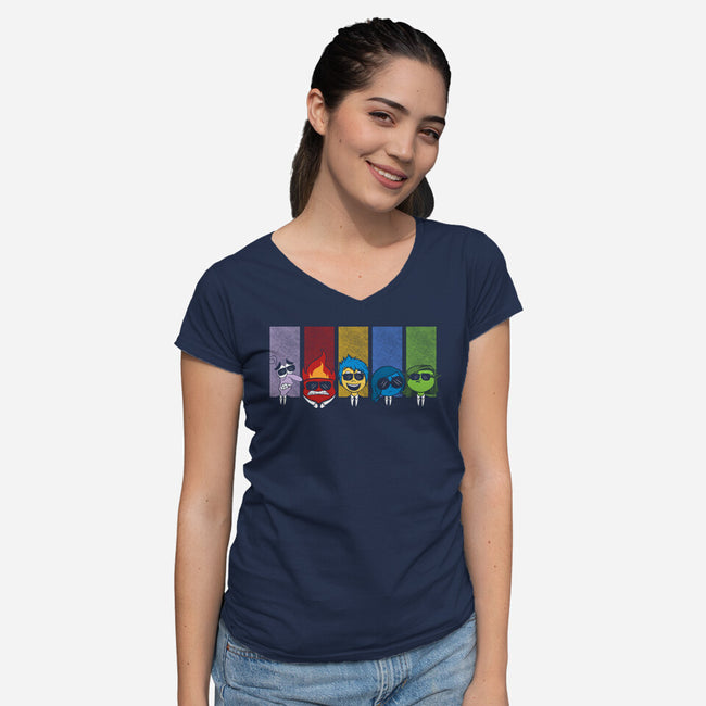 Inside Dogs-Womens-V-Neck-Tee-Melonseta