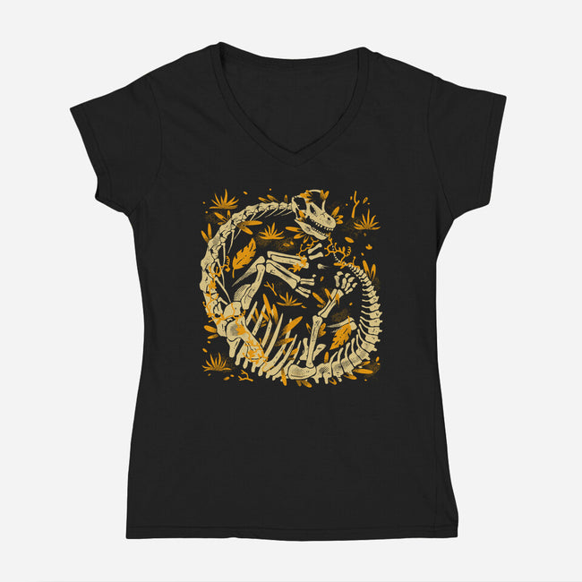 Jurassic Brachio-Womens-V-Neck-Tee-estudiofitas