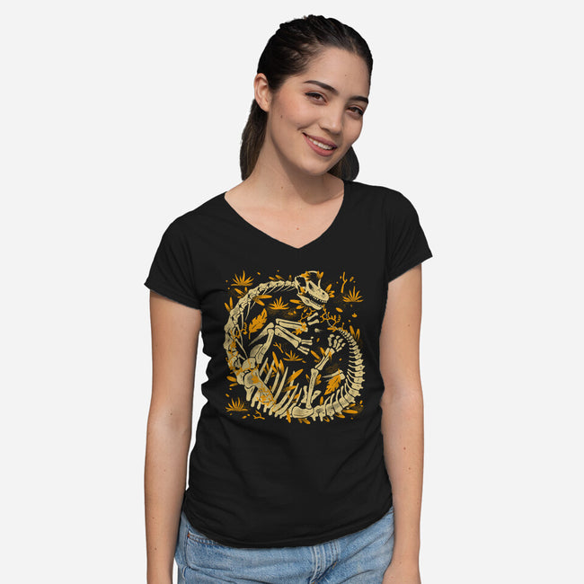 Jurassic Brachio-Womens-V-Neck-Tee-estudiofitas