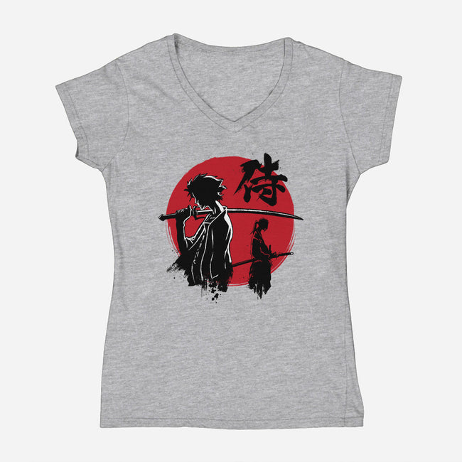 Mugen And Jin Sumi-e-Womens-V-Neck-Tee-DrMonekers