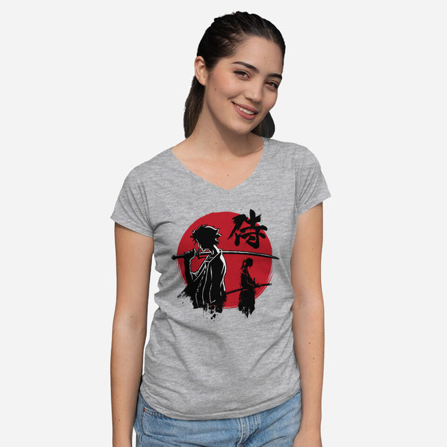 Mugen And Jin Sumi-e-Womens-V-Neck-Tee-DrMonekers