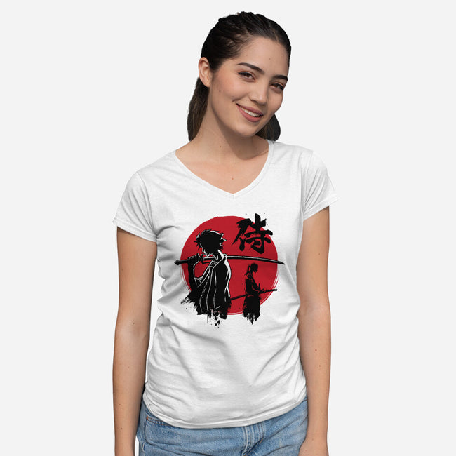 Mugen And Jin Sumi-e-Womens-V-Neck-Tee-DrMonekers