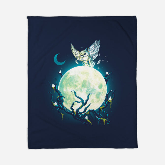 Owl Magic Moon-None-Fleece-Blanket-Vallina84