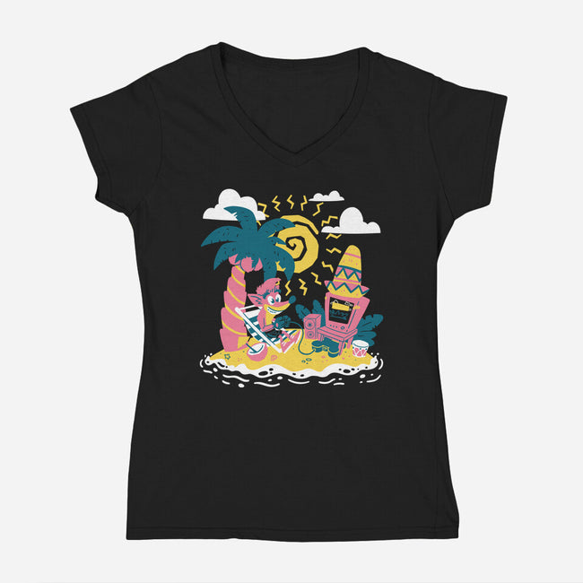 Chillin Island-Womens-V-Neck-Tee-estudiofitas