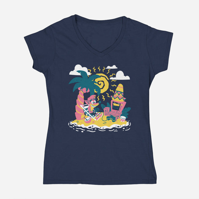 Chillin Island-Womens-V-Neck-Tee-estudiofitas