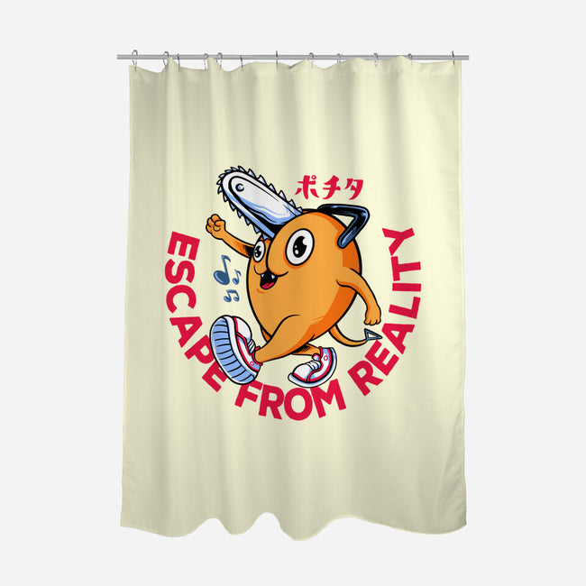 Free Pochita-None-Polyester-Shower Curtain-spoilerinc