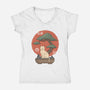 Bonsai Cat-Womens-V-Neck-Tee-vp021