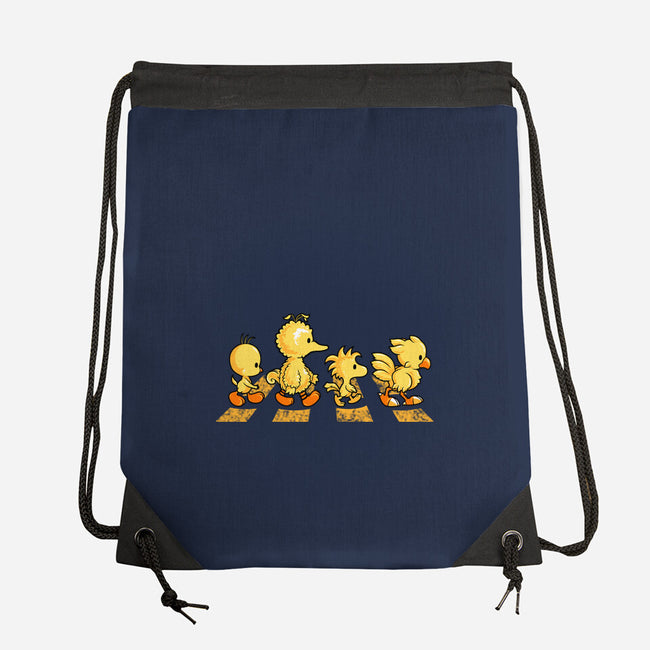 Yellow Birdy Road-none drawstring bag-PrimePremne