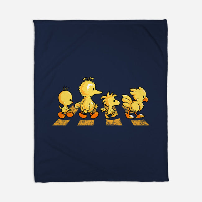 Yellow Birdy Road-none fleece blanket-PrimePremne