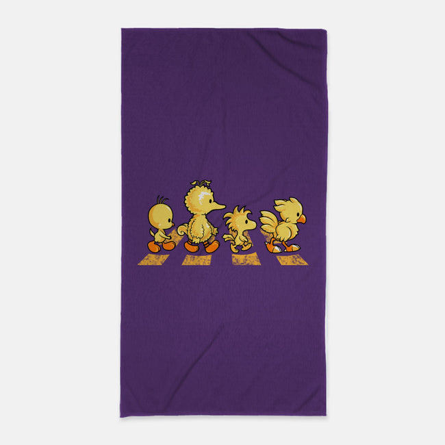 Yellow Birdy Road-none beach towel-PrimePremne