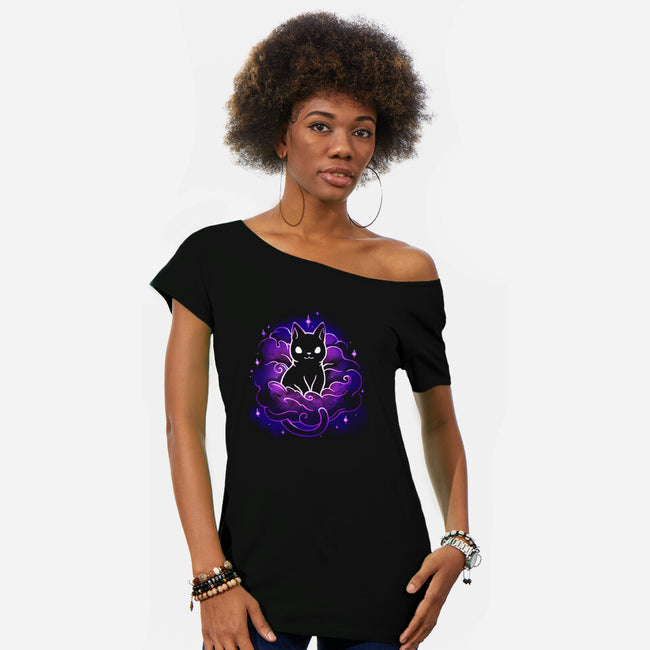 Nebula Cat-Womens-Off Shoulder-Tee-Vallina84